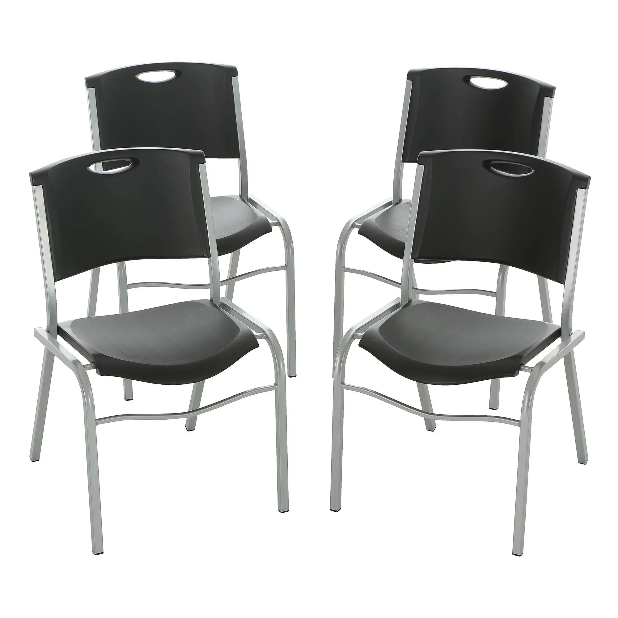 Lifetime Plastic Indoor/Outdoor Stacking Chair (4 Pack), Black