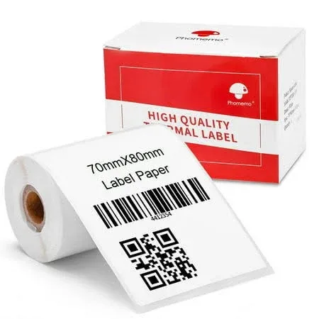 Phomemo M260 Multi-Purpose White Self-Adhesive Label Paper for Phomemo M200/M220/M260/M250 Label Printer,2 3/4" X 3 1/8" (70mm X 80mm),Black on White