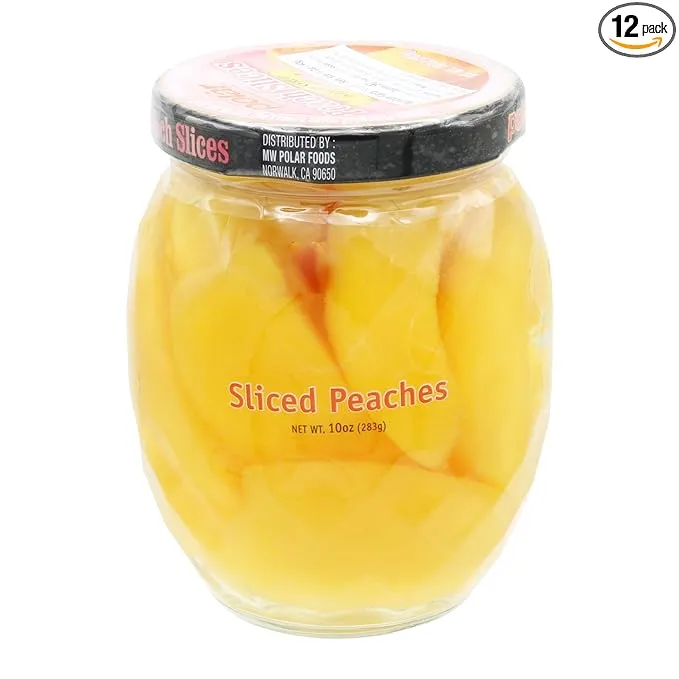 MW Polar Peach Slices in Light Syrup, 10 oz Jar (Pack of 12)