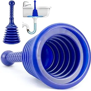 Luigi's Sink and Drain Plunger for Bathrooms, Kitchens, Sinks, Baths and Showers. Small and Powerful, Commercial Style 'Plumbers Plunger' with Large Bellows