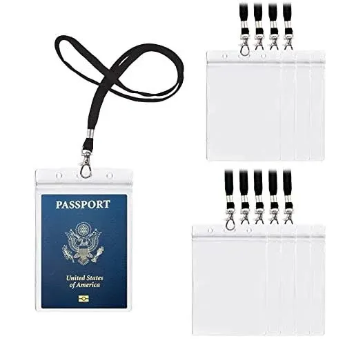 4x6inch Extra Large Passport Holders ID Badge PVC Card Holder with Lanyards Fill ...