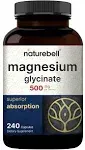 Magnesium Glycinate Capsules 500mg | 240 Count, 100% Chelated & Purified, 3rd Party Tested, Non-GMO & Gluten Free