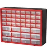 Akro-Mils 10144REDBLK 44-Drawer Hardware & Craft Plastic Cabinet, Red &