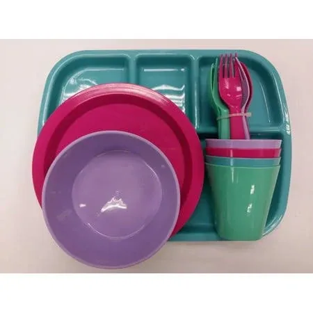 Mainstays Kids 24 Piece BPA-Free Pastel Melamine Dinnerware Set Meals New