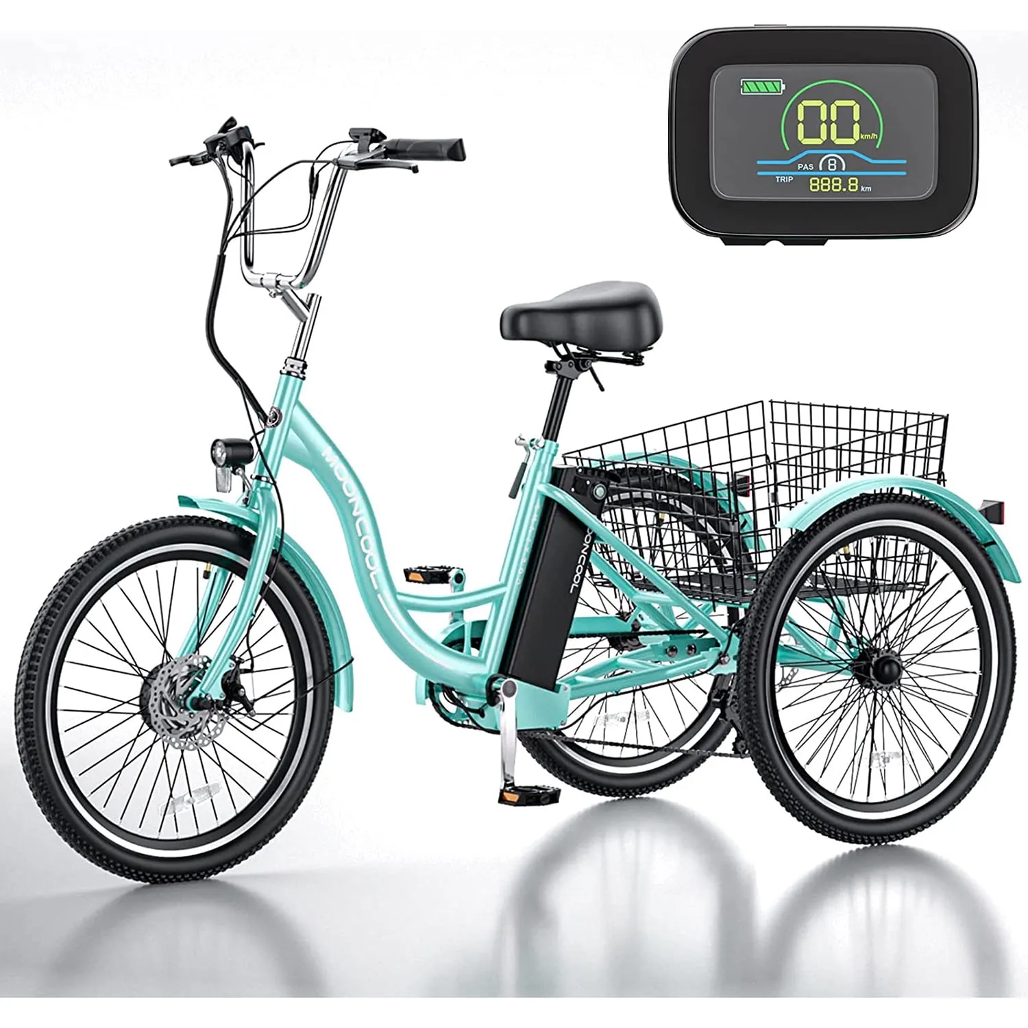 Mooncool Electric Tricycle for Adults 350w 36V Electric Trike Electric Bicycle