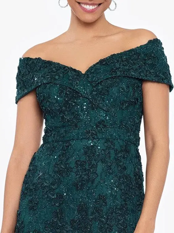 Womens Lace Sequined Evening Dress