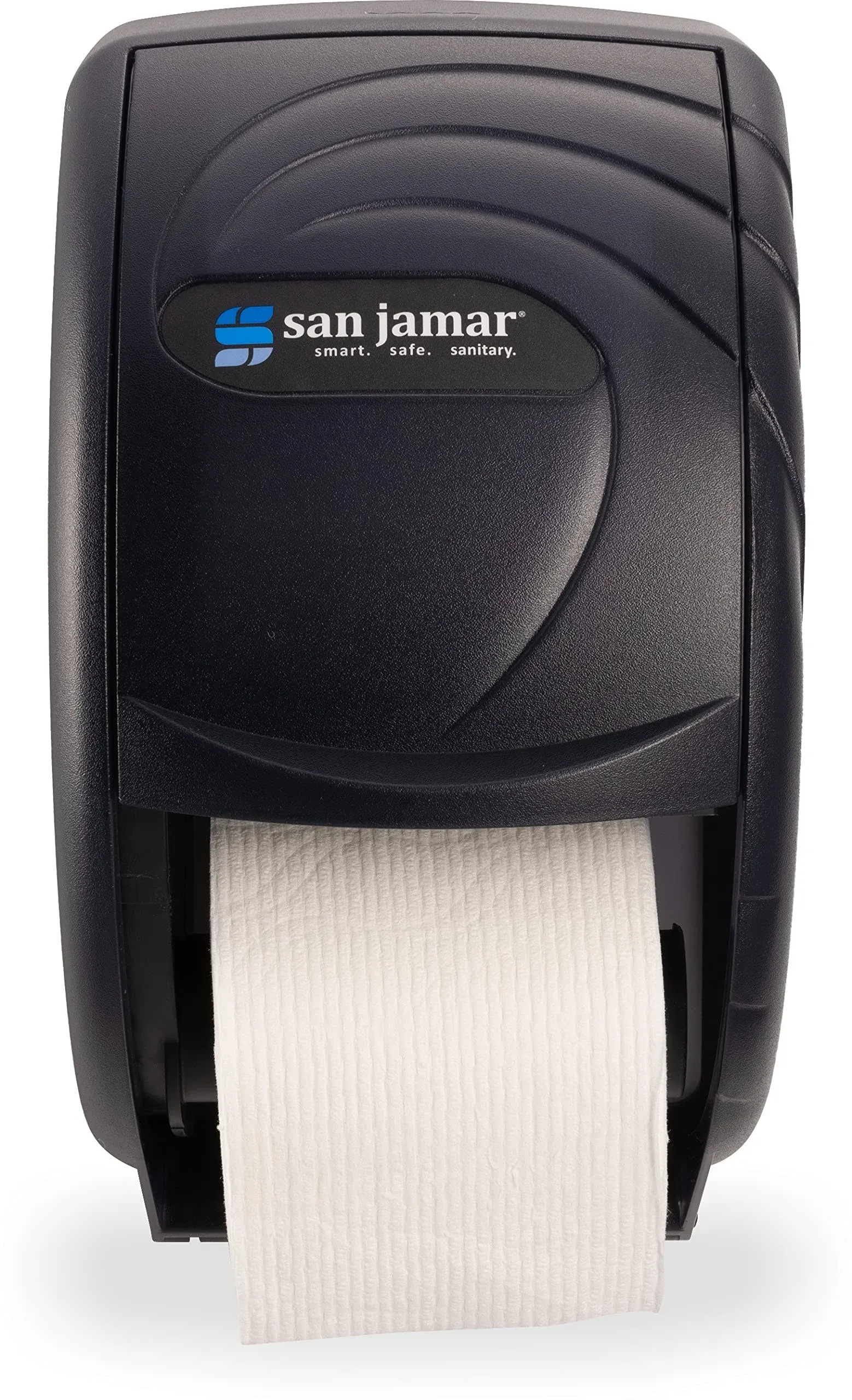 San Jamar SJMR3590TBK Oceans Duet Toilet Tissue Dispenser, 7-1/2"W x 7"D x 12-3/4"H, Transparent Black