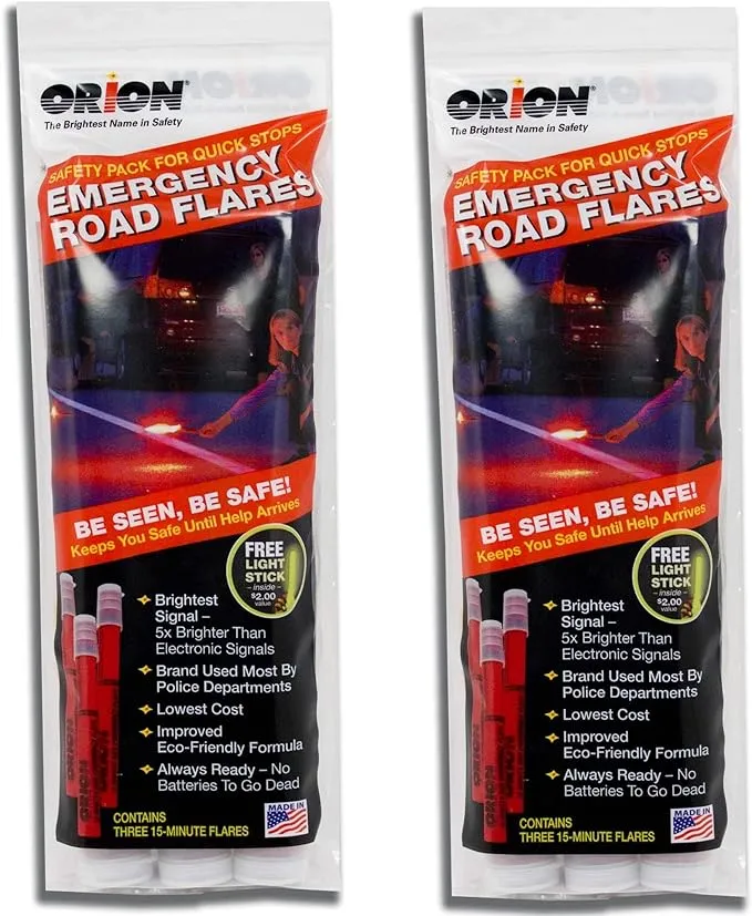 ORION Safety Products - 15 Minute Road Flares (1 Pack of 3 Flares) - 2 Pack