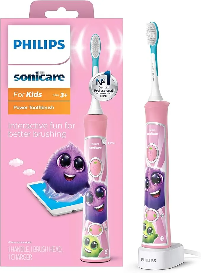 Philips Sonicare for Kids 3+ Bluetooth Connected Rechargeable Electric Power Toothbrush, Interactive for Better Brushing, Turquoise, HX6321/02