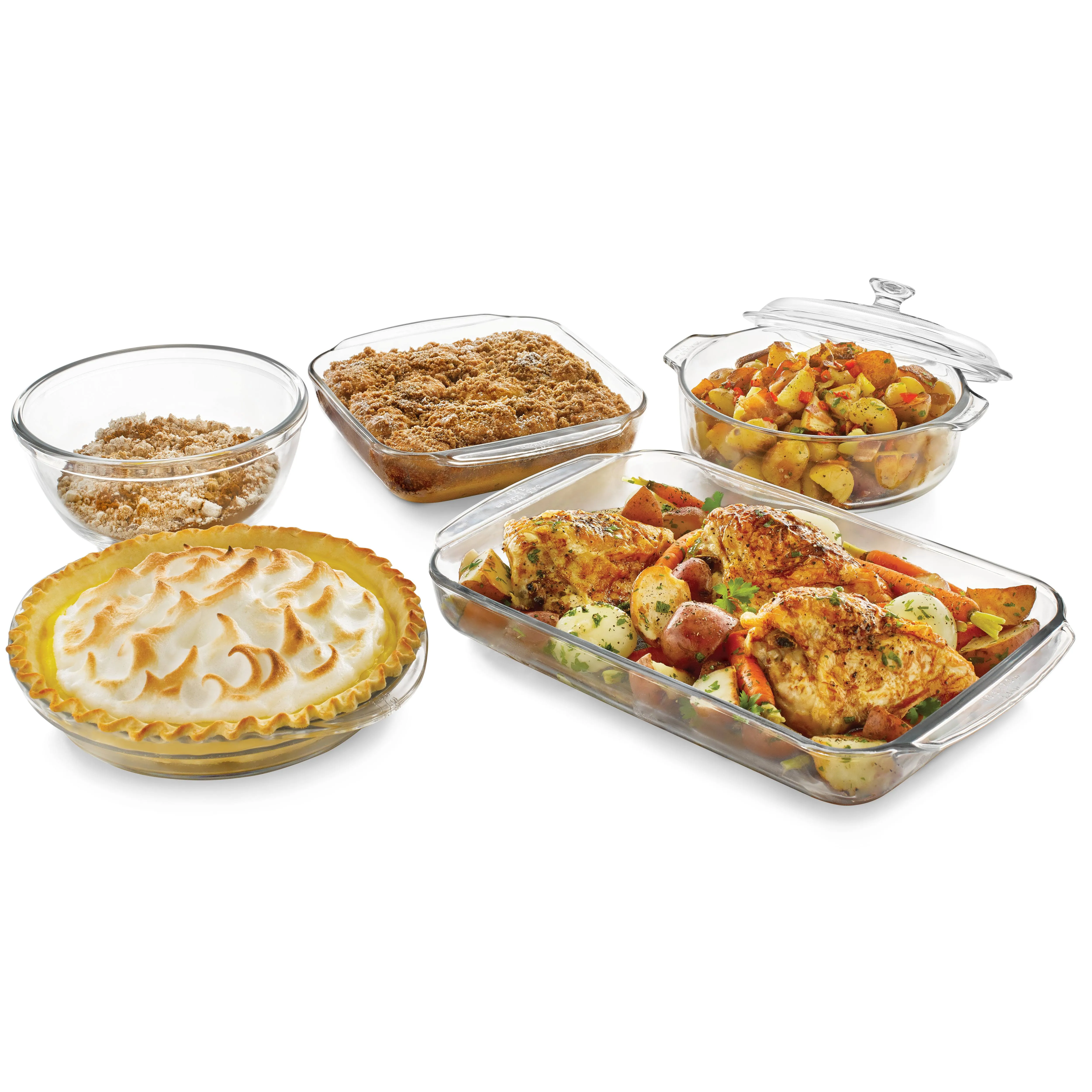 Libbey Baker&s Basics 5-Piece Glass Casserole Baking Dish Set with 1 Cover