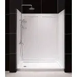 DreamLine D x 60 W x 76 3/4 H SlimLine Single Threshold Shower Base and QWALL-5 Acrylic Backwall Kit