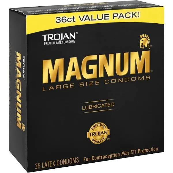 Trojan Magnum 36-Count Large Lubricated Premium Latex Condoms Value Pack