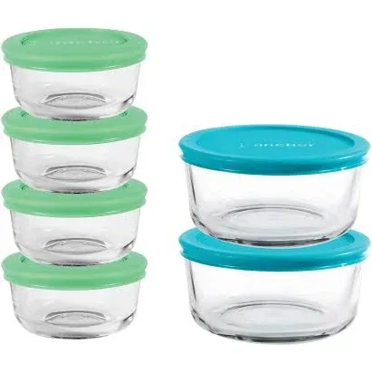 Anchor Hocking 12 Piece Glass Storage Containers with Lids (6 Glass Food Storage ...