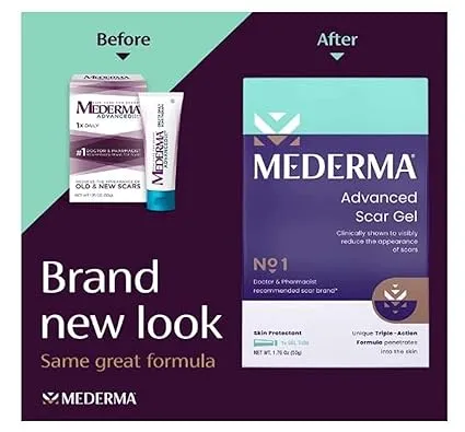 Mederma Advanced Scar Gel - 1x Daily - Reduces The Appearance of Old & New Scars - #1 Doctor & Pharmacist Recommended Brand for Scars - 1.76oz.