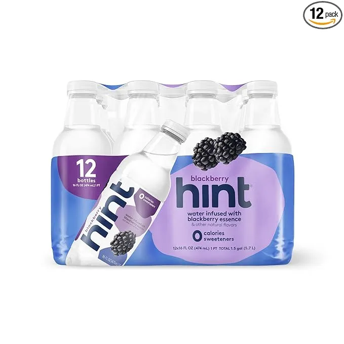 Hint Pure Water Infused with Blackberry (Pack of 12), 16 Ounce Bottles, Zero Sugar, Zero Calories, Zero Sweeteners, Zero Preservatives, Zero Artificial Flavors