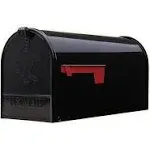 ShoppingOnBed Medium Black Galvanized Steel Post-Mount Mailbox, 6.92 in. W x 8.87in. H x 20.05 in. L - Black Mailbox - Mailboxes