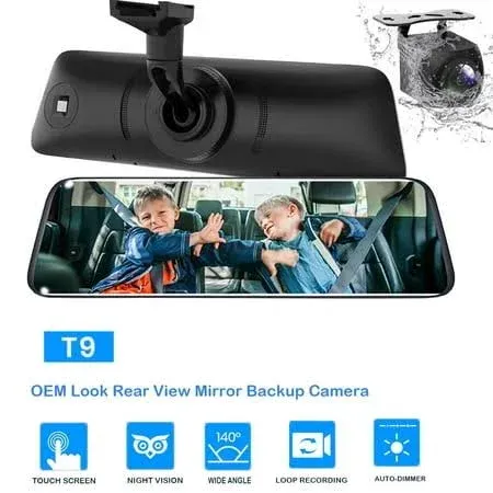 AUTO-VOX T9 Backup Rear View Mirror Camera 9.35'' 1080p Full Touch Screen Night ...