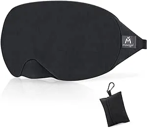 Mavogel Cotton Sleep Mask - Updated Design Light Blocking Sleep Eye Mask, Soft and Comfortable Night Sleeping Mask for Men Women, Eye Blinder for Travel/Sleeping, Includes Travel Pouch, Black