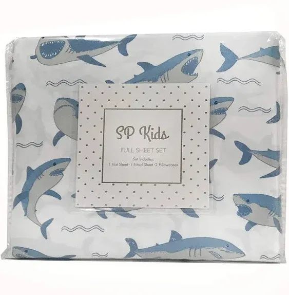 Sleeping Partners Blue Shark 4-Piece Sheet Set