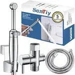 SonTiy Brass Handheld Bidet Sprayer for Toilet, Cloth Diaper Toilet Sprayer Bidet Attachment with Backflow Preventer, Chrome, 5-Year Warranty