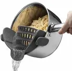 Kitchen Gizmo Snap N Strain Pot Strainer and Pasta Strainer Silicone Clip On Strainer and