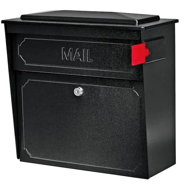 Mail Boss 7172 Townhouse Locking Security Wall Mount Mailbox, Black, Pack of 1