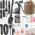 LUXMOM Survival Kit and First Aid Kit, 142pcs Professional Survival Gear and Equipment with Molle Pouch, for Men Dad Husband Who Likes Camping Outdoor