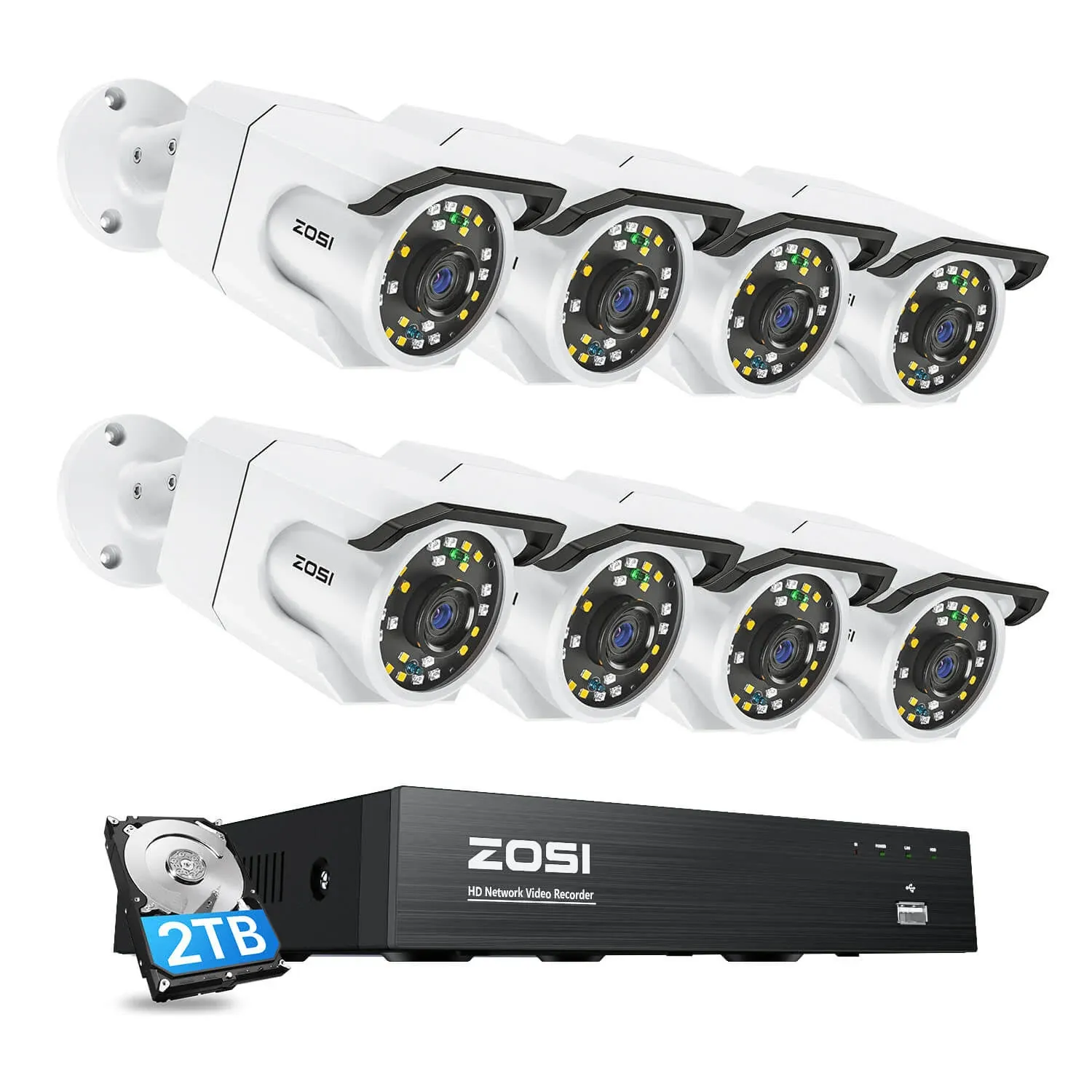 4K 8CH NVR & C105 Camera 4/8pcs - PoE Security System - ZOSI