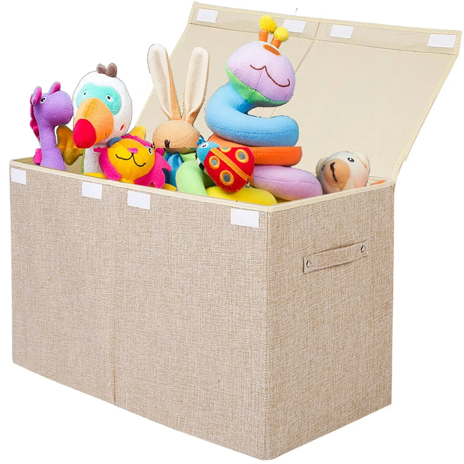 popoly Large Toy Box Chest Storage with Flip-Top Lid, Collapsible Kids Storage Boxes Container Bins for Toys, Playroom Organizers, 25"x13" x16"(Linen Beige)