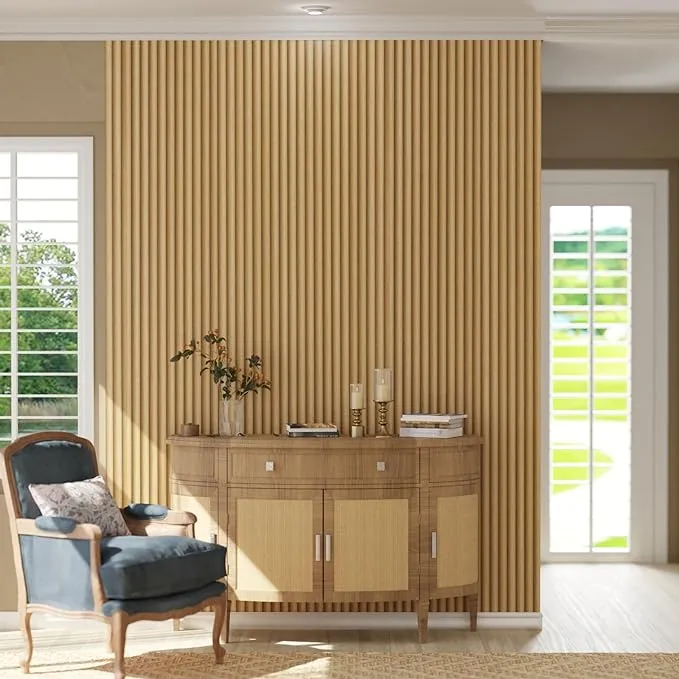 Oxdigi Wooden Slat Peel and Stick Wallpaper - Self-Adhesive Contact Paper with 3D Effect | Waterproof & Removable | PVC Contact Paper for Countertops & Cabinets | 11.8 in x 16.4 ft | Nature Wood