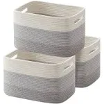 OIAHOMY Storage Basket, Woven Baskets for Storage, Cotton Rope Basket for toys,Towel Baskets for Bathroom - Pack of 3, Gradient Gray