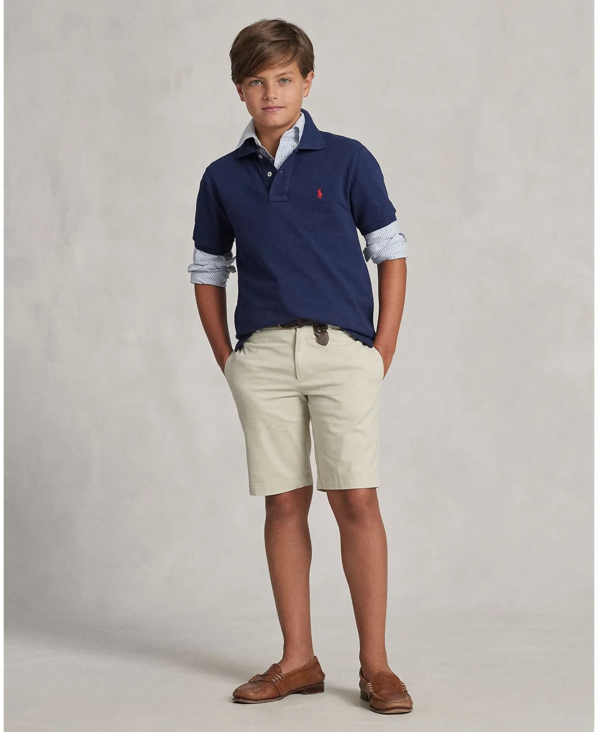 Polo Ralph Lauren Boys' Straight Fit Stretch Twill Shorts - Big Kid - Blue - Size 14 - Navy