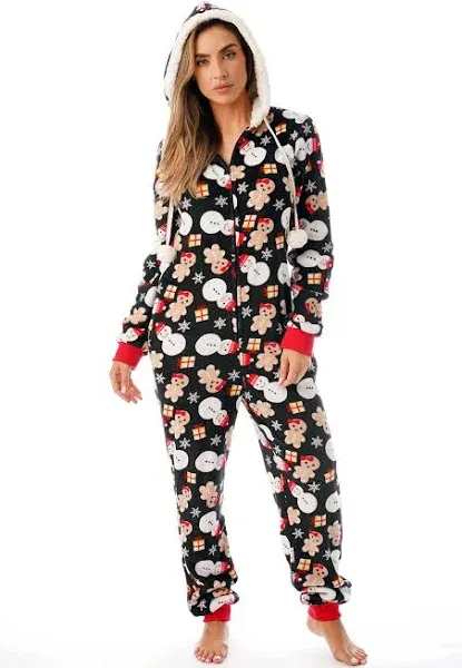 Just Love Womens One Piece Ugly Christmas Mixed Holiday Adult Onesie Faux ...