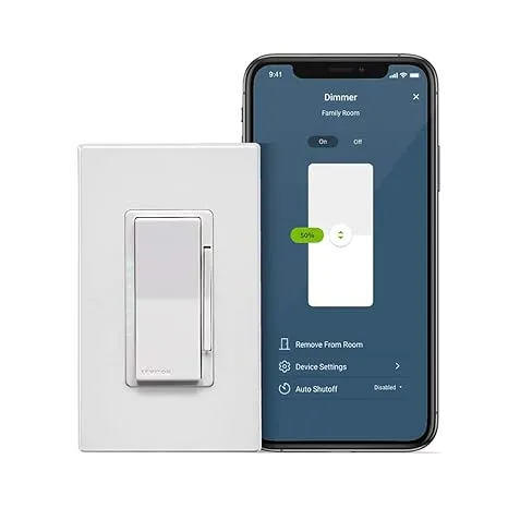 Leviton Decora Smart Dimmer Switch, Wi-Fi 2nd Gen, Neutral Wire Required, Works with Matter, My Leviton, Alexa, Google Assistant, Apple Home/Siri & Wired or Wire-Free 3-Way, D26HD-2RW, White 