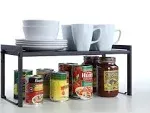 Expandable Kitchen Cabinet and Counter Shelf Organizer - Matte Black