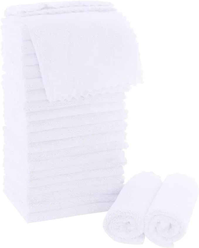 MOONQUEEN Ultra Soft Premium Washcloths Set - 12 x 12 inches - 24 Pack - Quick Drying - Highly Absorbent Coral Velvet Bathroom Wash Clothes - Use as Bath, Spa, Facial, Fingertip Towel (Pink)MOONQUEEN Ultra Soft Premium Washcloths Set - 12 x 12 inches - 2