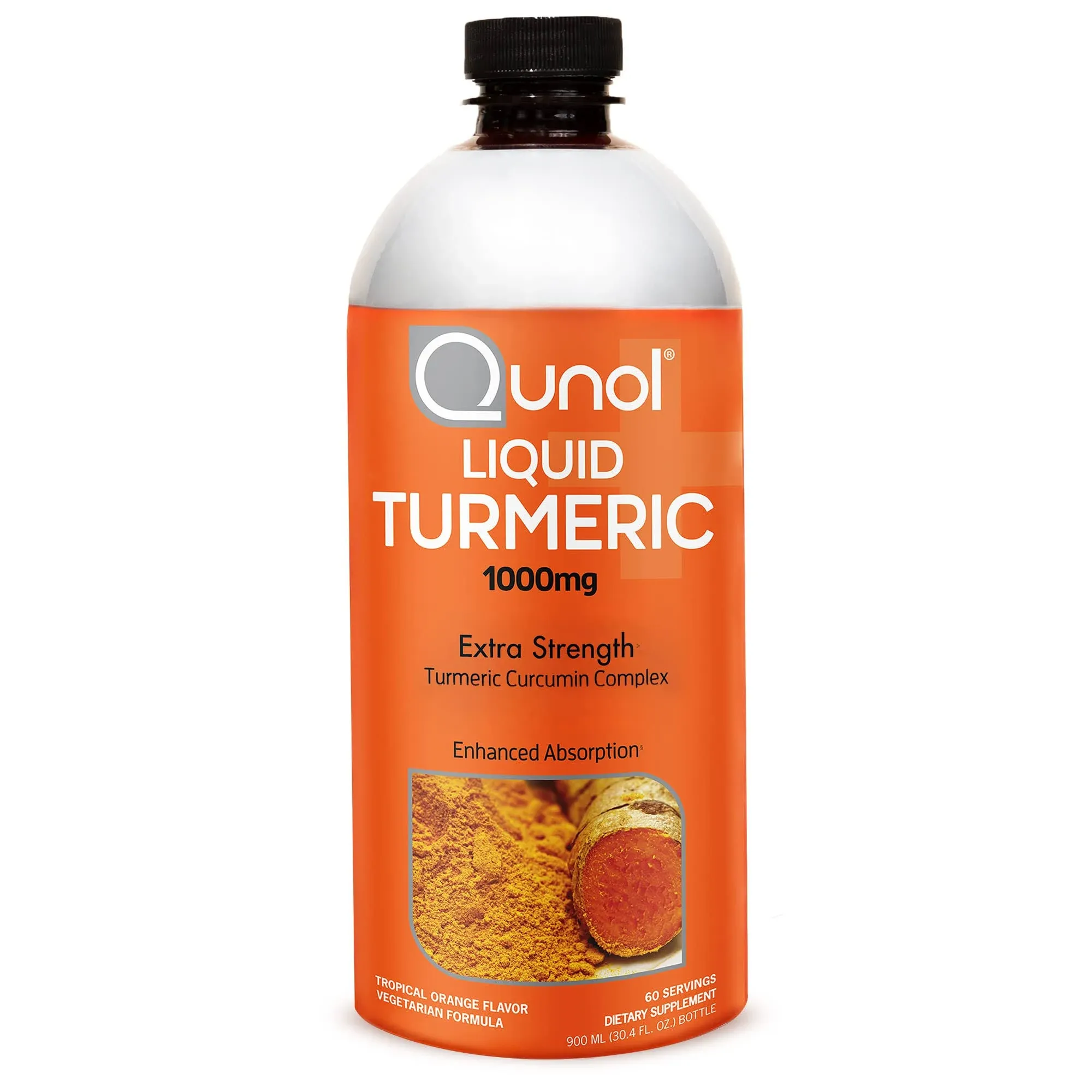 Qunol Liquid Turmeric Curcumin with Black Pepper, Turmeric Supplement 1000mg, Extra Strength, Joint Health, 60 Servings, 30 fl oz