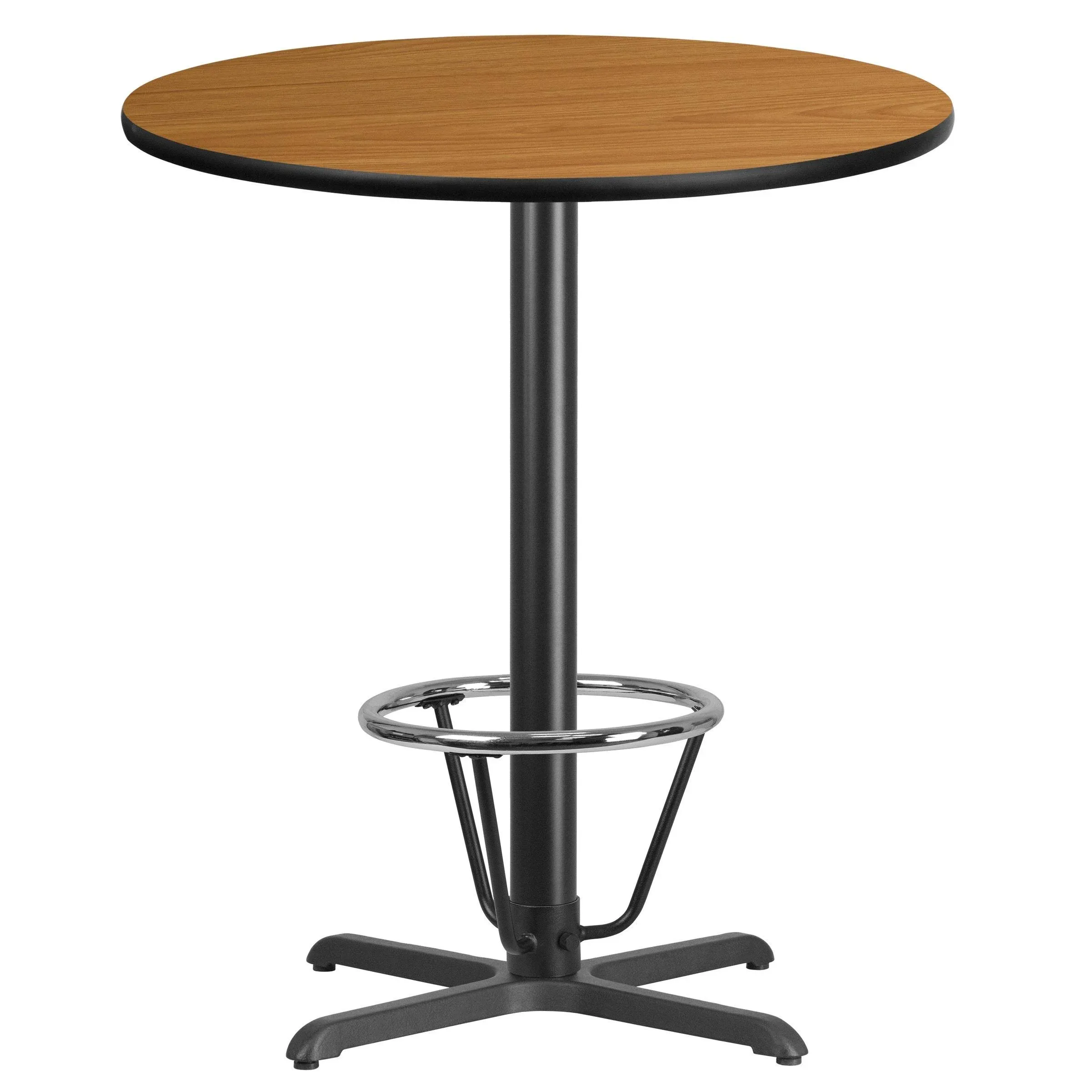 Flash Furniture 36'' Round Laminate Table Top with 30'' x 30'' Bar Height Table Base and Foot Ring XU-RD-36