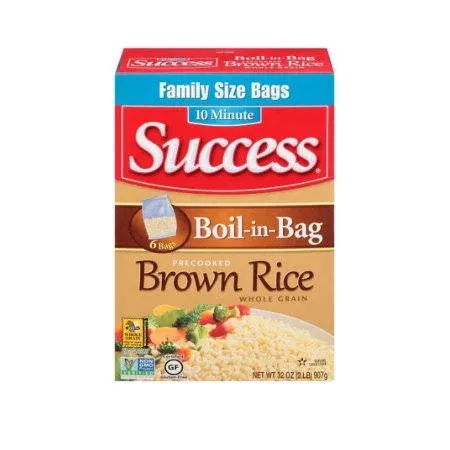 Success Boil-in-Bag Rice, Brown Rice, Quick and Easy Rice Meals, 14-Ounce Box