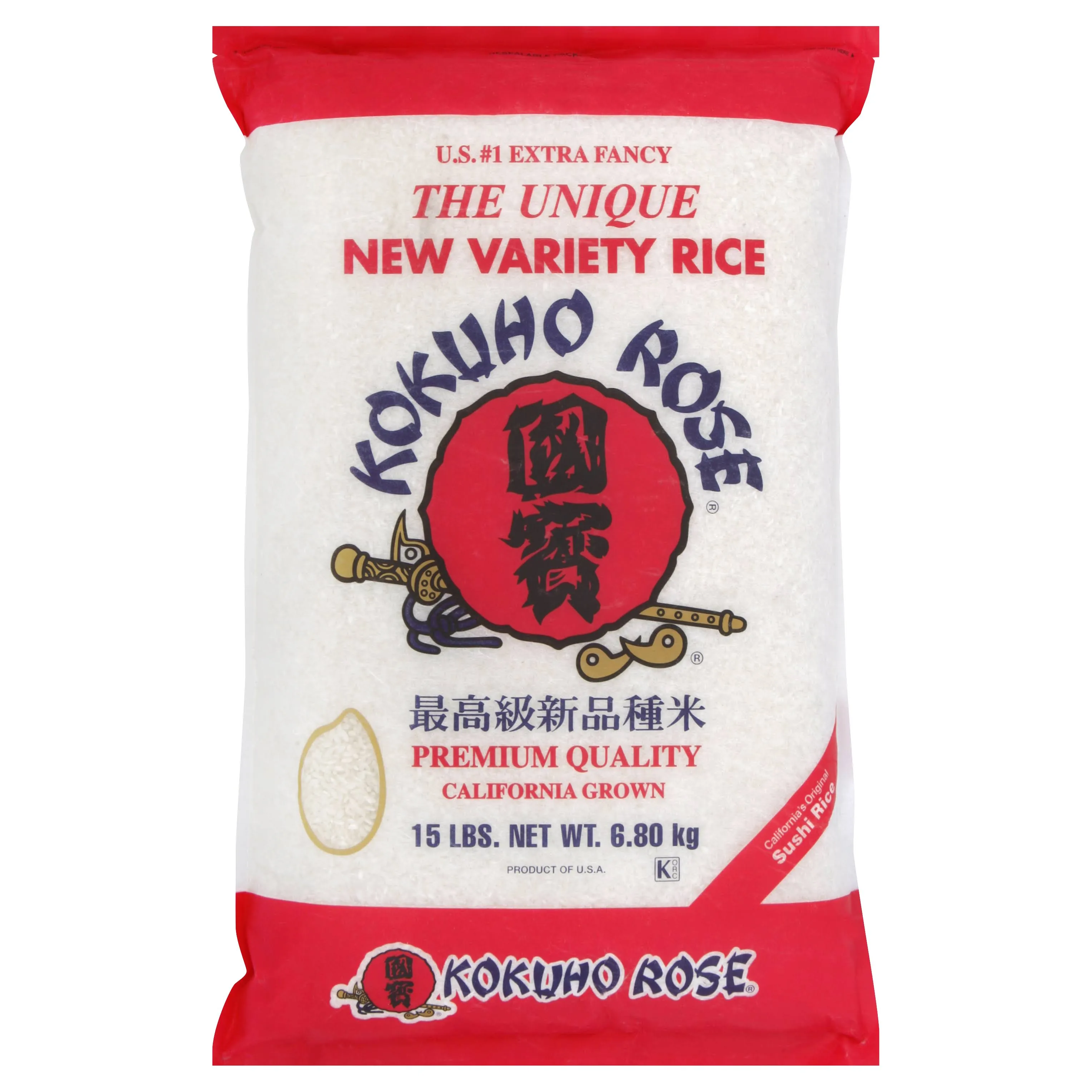 Kokuho Rose Rice, 15-Pound  Assorted Sizes 