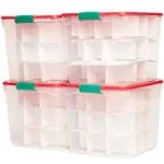 Homz 31 qt Holiday Clear Plastic Storage Container w/ Latching Handles (4 Pack)