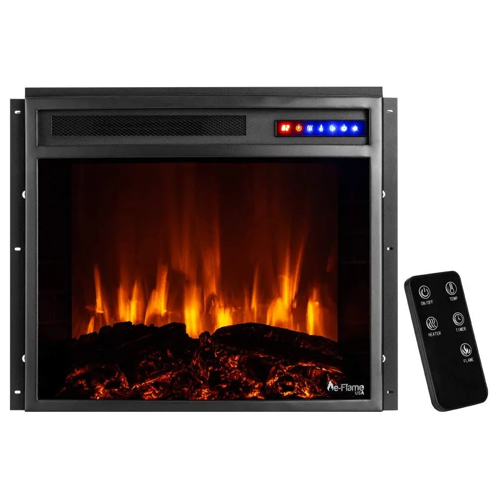 e-Flame USA Jackson 25" Black LED Electric Fireplace Stove Insert with Remote