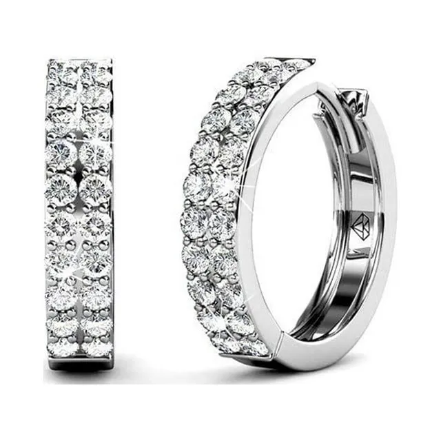 Women's Cate & Chloe White Gold Hoop Earrings with Swarovski Crystals