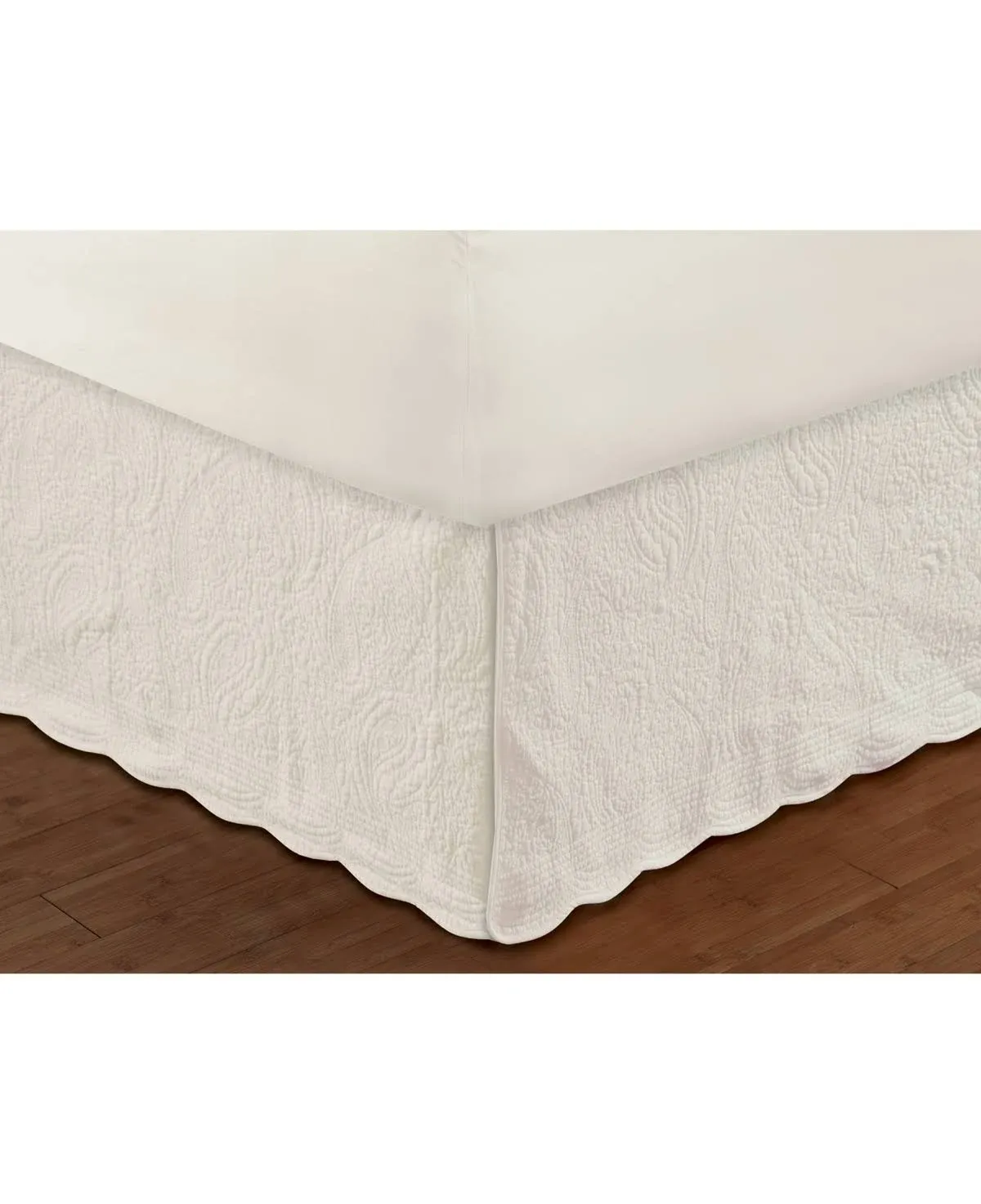 Greenland Home Paisley Quilted Bed Skirt, Ivory, Twin