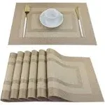 PIGCHCY Placemats Set of 6Washable Woven Vinyl Kitchen Table Mats Non Slip Pl...