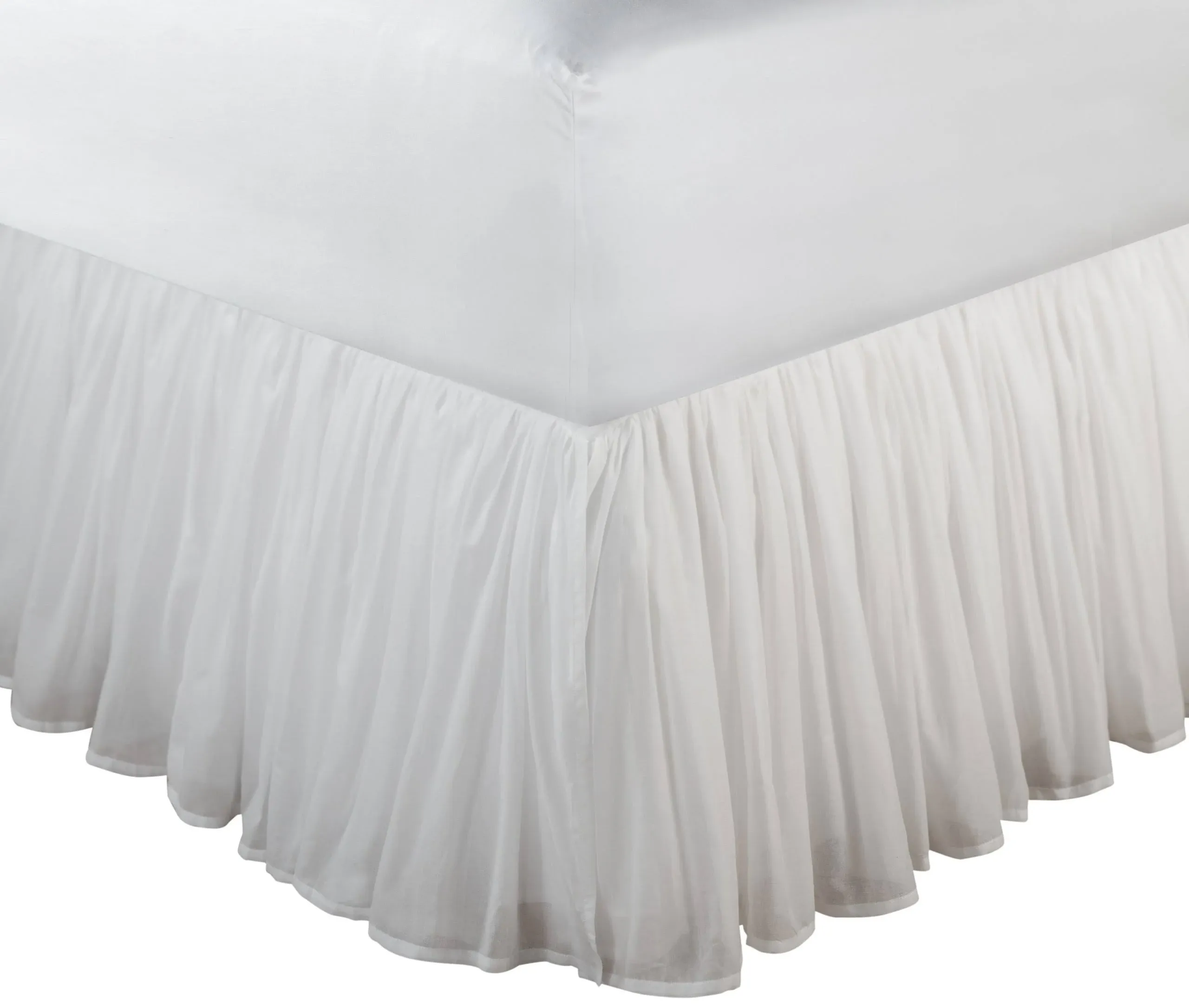 Greenland Home Cotton Voile Dust Ruffle, 18-inch L, White