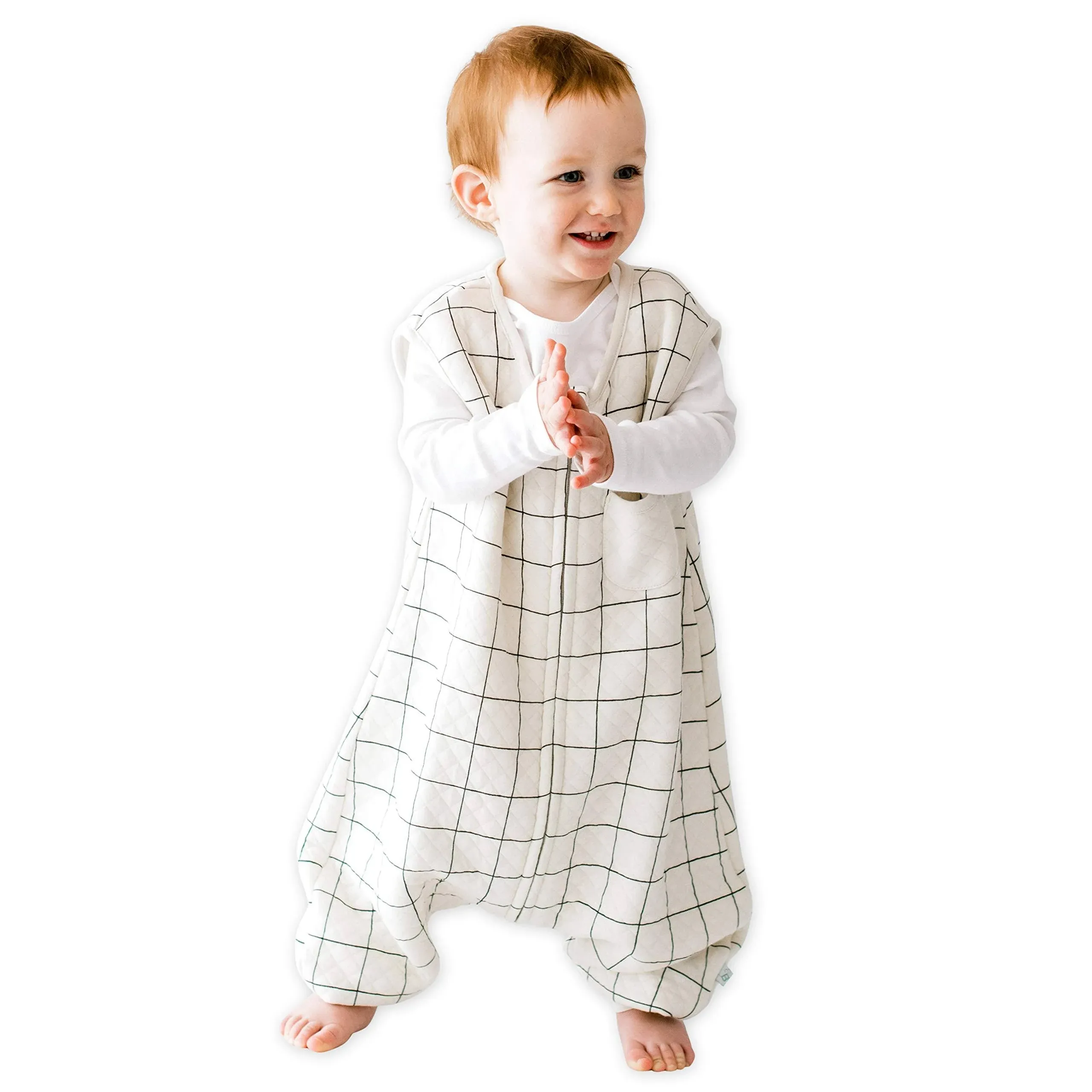 Tealbee Dreamsuit - Toddler Sleep Sack with feet 12-18 Months, 18-24 Months - 0.8 TOG Lightweight Baby Wearable Blanket for Walkers - Rayon Made from Bamboo, Organic Cotton Sleep Bag - Checkered