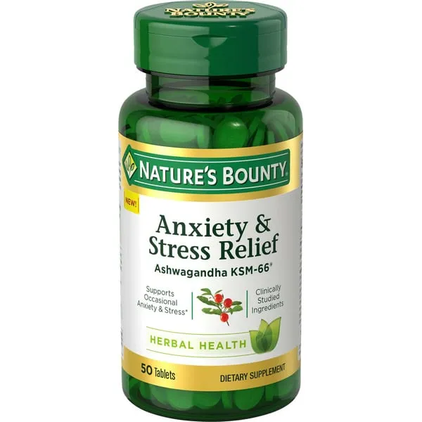 Nature's Bounty Anxiety & Stress Relief Ashwagandha KSM-66 50 Tablets