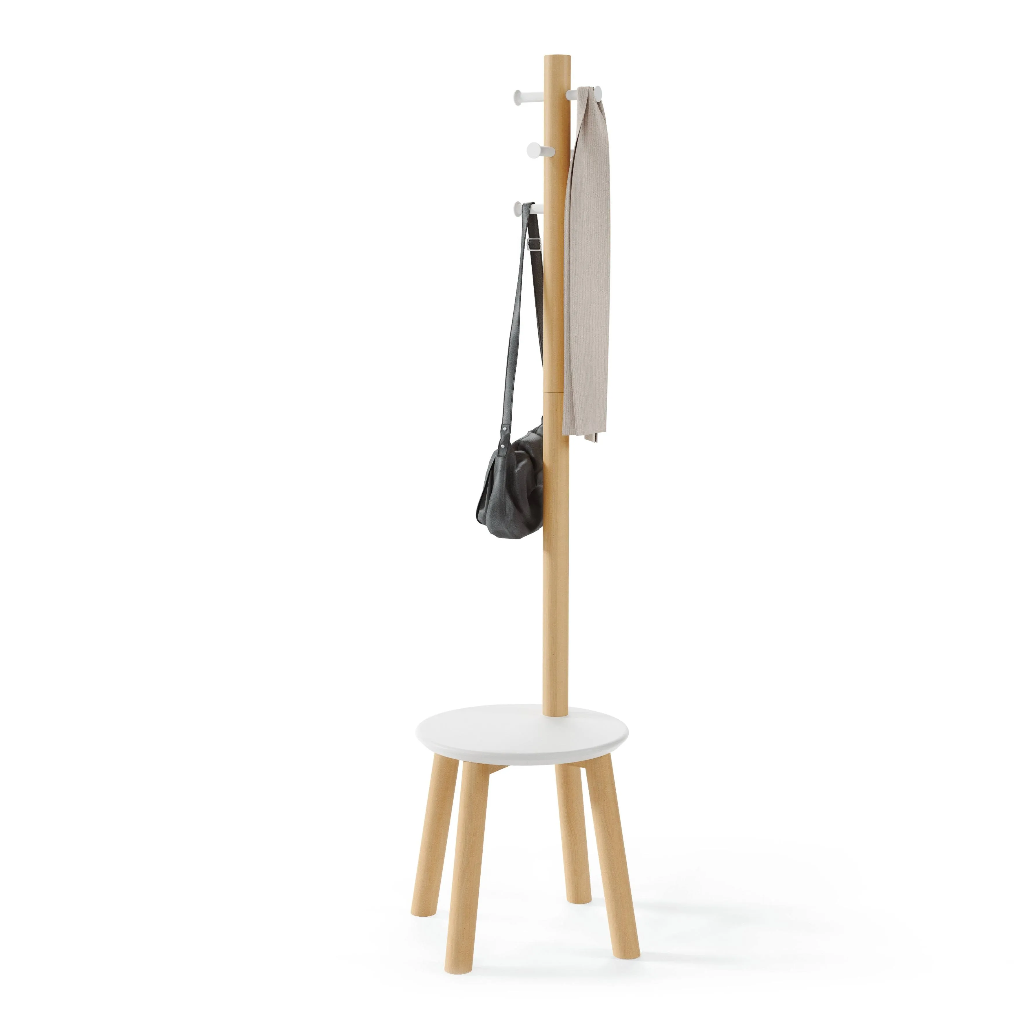 Umbra - Pillar Stool / Coat Rack, White / Natural