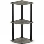 Furinno Turn-N-Tube 3-Tier Corner Display Rack Multipurpose Shelving Unit, French Oak Grey/Black